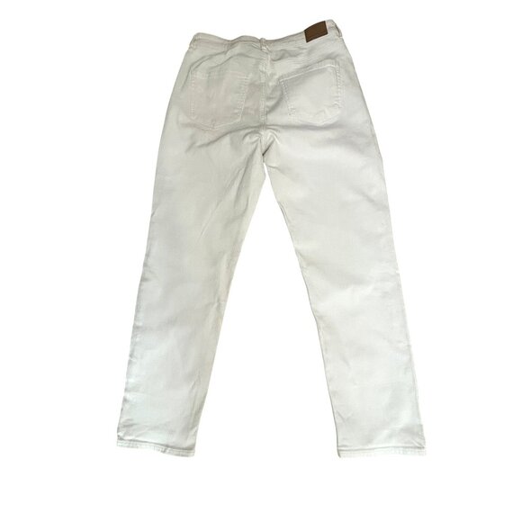 American Eagle Women’s White Jeans 8 Regular Ankle Tapered Stretch Mom Jean Logo - Picture 13 of 16